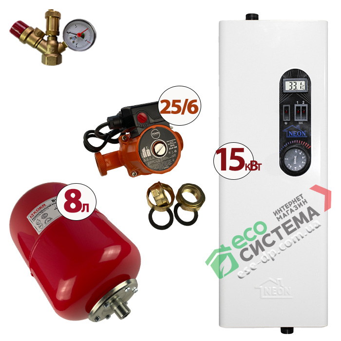 Комплект Електрокотел Neon плюс насос та бачок